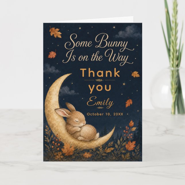 Carte De Remerciements Fête de Bébé de Lapin d'Automne (Devant)