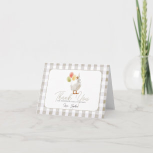 Carte De Remerciements Fête de bébé en vichy beige pour un petit fou