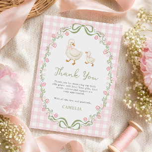 Carte De Remerciements Fête de bébé fille rose Silly Goose