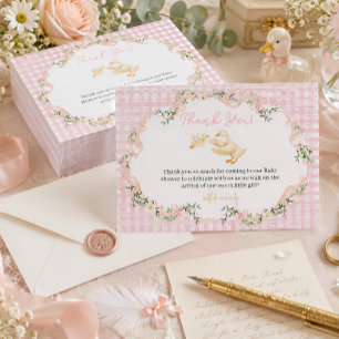 Carte De Remerciements Fête de Bébé Fille Silly Goose