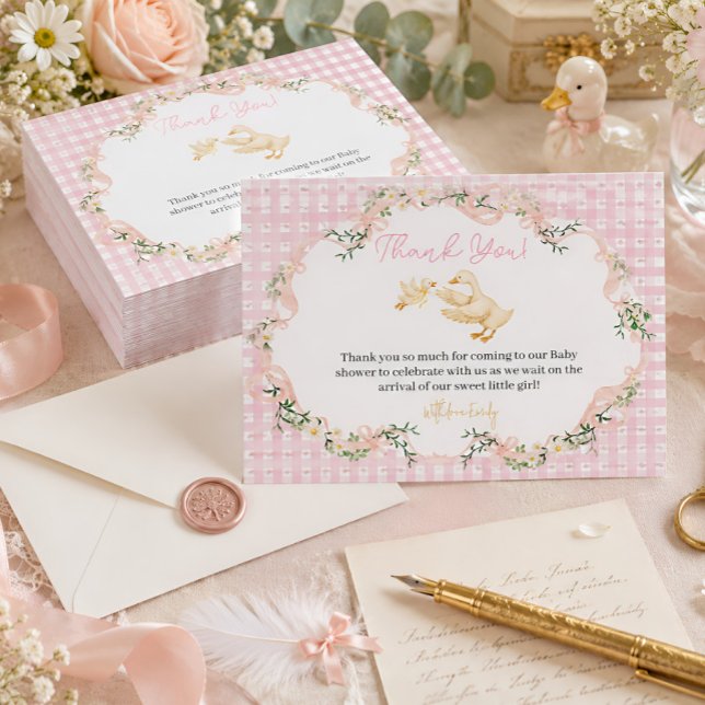Carte De Remerciements Fête de Bébé Fille Silly Goose  (Créateur téléchargé)
