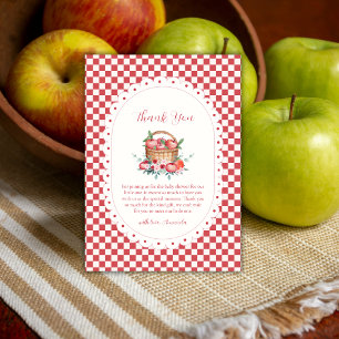 Carte De Remerciements Fête de bébé Fleur de Gingham Rouge Récolte de Pom