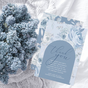 Carte De Remerciements Fête de Bébé Fleurie Bleu Poussiéreux Baby in Bloo