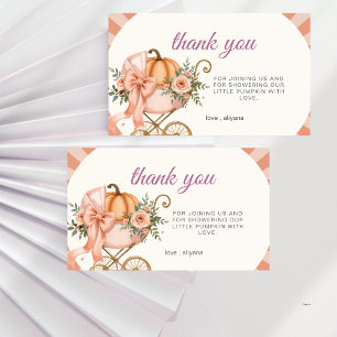 Carte De Remerciements Fête de bébé Fleurs Rose Citrouille Aquarelle