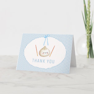 Carte De Remerciements Fête de bébé garçon adorable bleu asiatique Bou Bo
