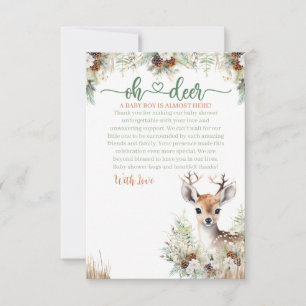 Carte De Remerciements Fête de bébé garçon cerf de la forêt