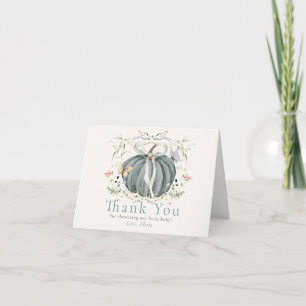 Carte De Remerciements Fête de bébé garçon Citrouille Fleurs sauvages Pap