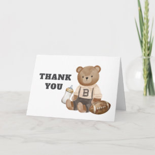 Carte De Remerciements Fête de bébé garçon de sport de football à peine a