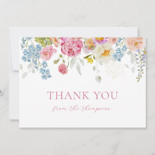 Carte De Remerciements Fête de bébé garçon Fleurs sauvages jolies Aquarel