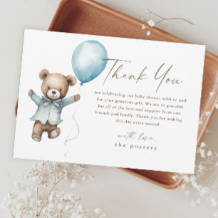 Carte De Remerciements Fête de bébé garçon Ourson