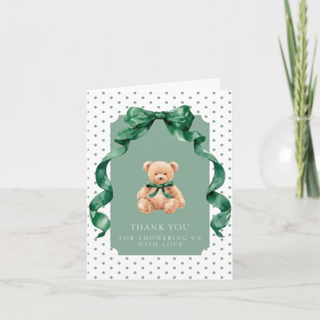 Carte De Remerciements Fête de bébé garçon Teddy Bear Classique (Devant)