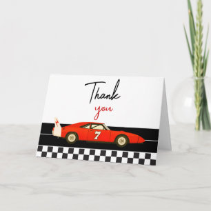Carte De Remerciements Fête de bébé garçon voiture de course Fête Littl