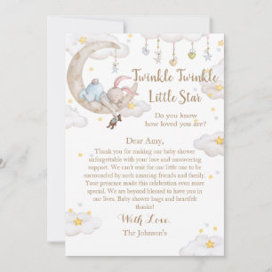 Carte De Remerciements Fête de Bébé Lapin Twinkle Twinkle Little Star