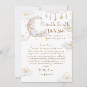 Carte De Remerciements Fête de Bébé Lapin Twinkle Twinkle Little Star