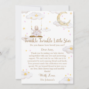 Carte De Remerciements Fête de Bébé Lapin Twinkle Twinkle Little Star