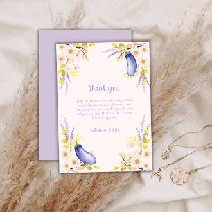 Carte De Remerciements Fête de bébé Lavande Daisy Fleur d'Aubergine Jardi