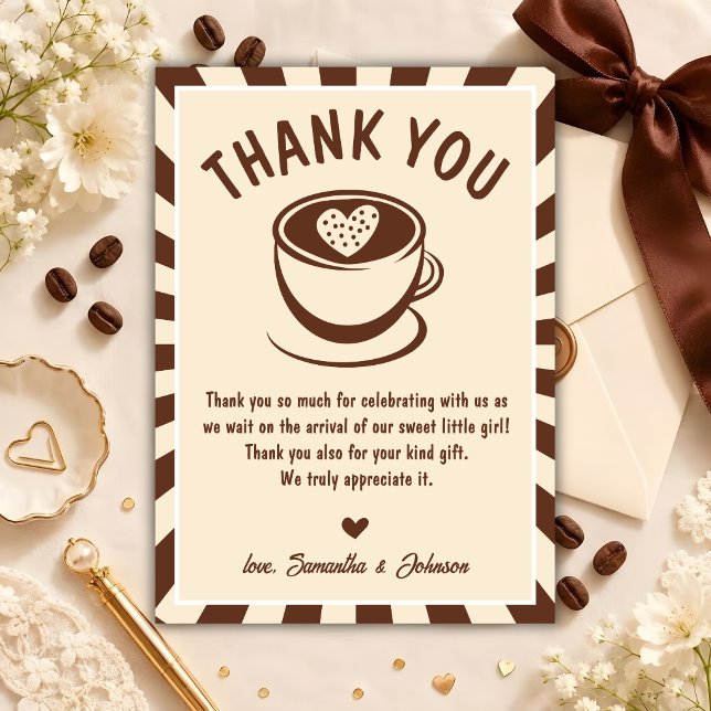 Carte De Remerciements Fête de Bébé : Le Café de Bébé Arrive (Créateur téléchargé)