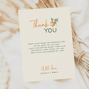 Carte De Remerciements Fête de bébé Little Cutie Orange Citrus Plat