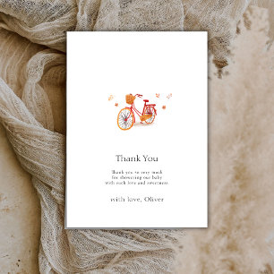 Carte De Remerciements Fête de bébé minimaliste française feuilles d'auto