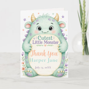 Carte De Remerciements Fête de Bébé Monstre Neutre en Genre