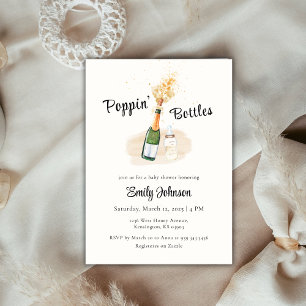 Carte De Remerciements Fête de Bébé Neutre Poppin Bouteilles de Champagne
