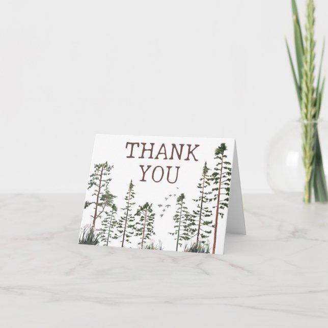 Carte De Remerciements Fête de Bébé Oh Garçon en Forêt (Devant)