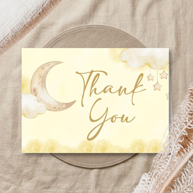 Carte De Remerciements Fête de Bébé Pleine Lune  (Over the Moon Baby Shower Thank you Card)