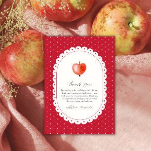 Carte De Remerciements Fête de bébé Pomme Automne Vintage Étincelle Rouge