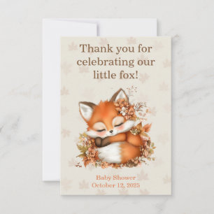 Carte De Remerciements Fête de Bébé Renard Automnal Cosy Fête Boisée Cosy