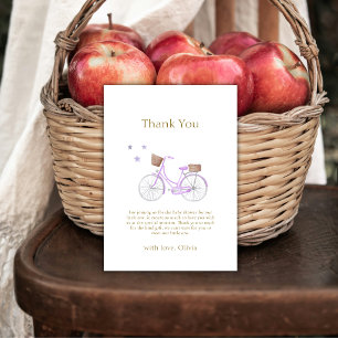 Carte De Remerciements Fête de bébé vélo étoiles violettes françaises
