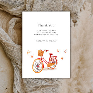 Carte De Remerciements Fête de bébé vélo feuilles d'automne rustique fran