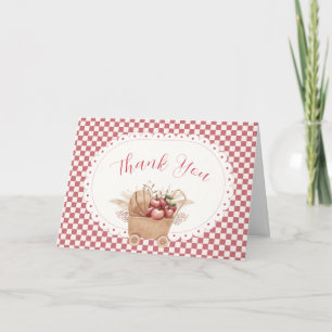 Carte De Remerciements Fête de bébé Vichy Rouge Bohème Pomme De Nos Yeux