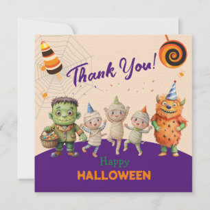 Carte De Remerciements Fête de costumes d'Halloween Monstres danse amusan