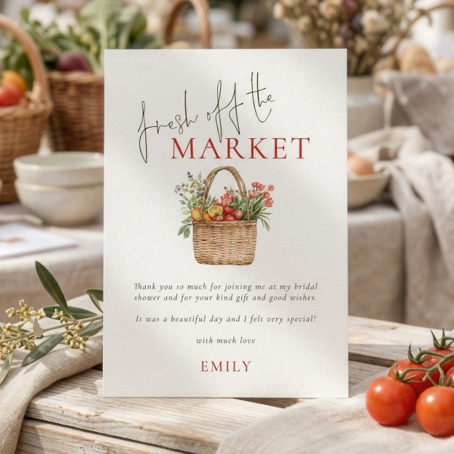 Carte De Remerciements Fête de douche de mariée Fresh off the Market (Créateur téléchargé)