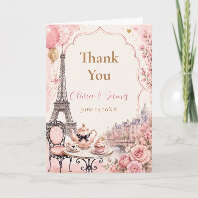 Carte De Remerciements Fête de fiançailles à Paris (Devant)