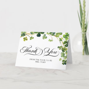 Carte De Remerciements Fête de Fiançailles Chanceux en Amour Trèfle Vert