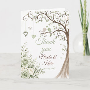 Carte De Remerciements Fête de Fiançailles Fleur de Vert Sauge
