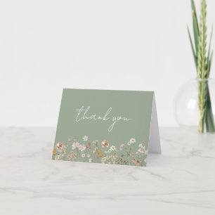 Carte De Remerciements Fête de Fiançailles Vert Sauge Prairie Fleur Sauva