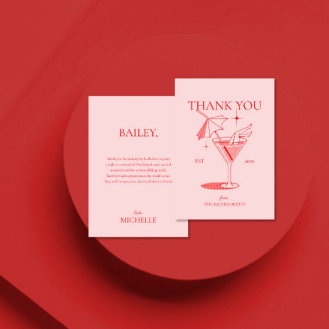 Carte De Remerciements Fête de Filles de Bachelorette de Cocktail Rétro (Créateur téléchargé)