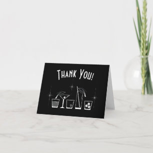 Carte De Remerciements Fête de fin d'études à thème Casquette et Cocktail