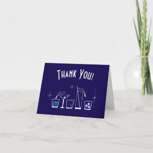 Carte De Remerciements Fête de fin d'études Casquette et Cocktail Bleu ma