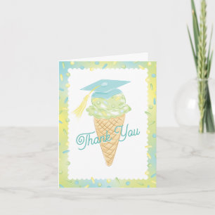 Carte De Remerciements Fête de fin d'études Crème Glacée Bleu Vert