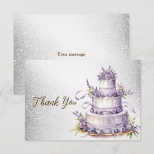 Carte De Remerciements Fête de gâteau Lavande Floral Aquarelle Élégante