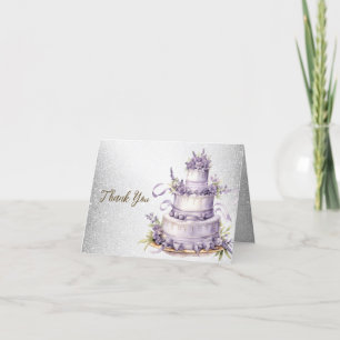 Carte De Remerciements Fête de gâteau Lavande Floral Aquarelle Élégante
