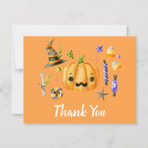 Carte De Remerciements Fête de Halloween Orange Spectaculaire Citrouille