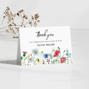 Carte De Remerciements Fête de jardin Anniversaire de fleurs sauvages