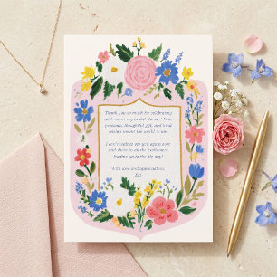 Carte De Remerciements Fête de Jardin Couronne Florale Enterrement de Vie