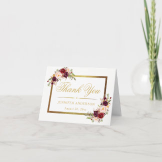 Carte De Remerciements Fête de la mariée élégante florale de manuscrit