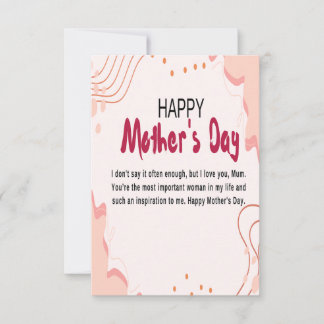 Carte De Remerciements fête de la mère heureuse