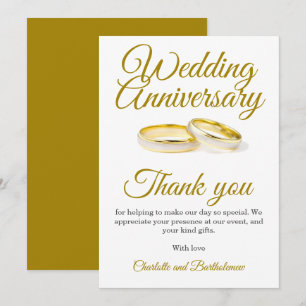 Carte De Remerciements Fête de l'anniversaire du mariage